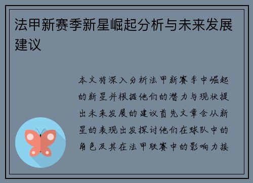法甲新赛季新星崛起分析与未来发展建议